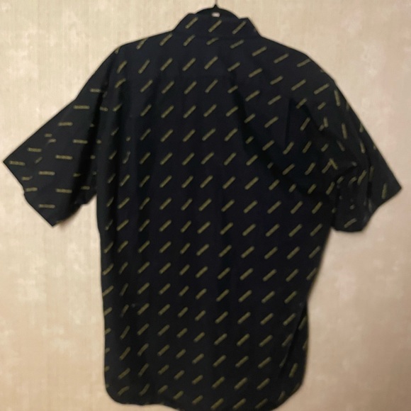 BALENCIAGA Black /Gold Logo Cotton Button Down Short Sleeve Shirt - Picture 2 of 8